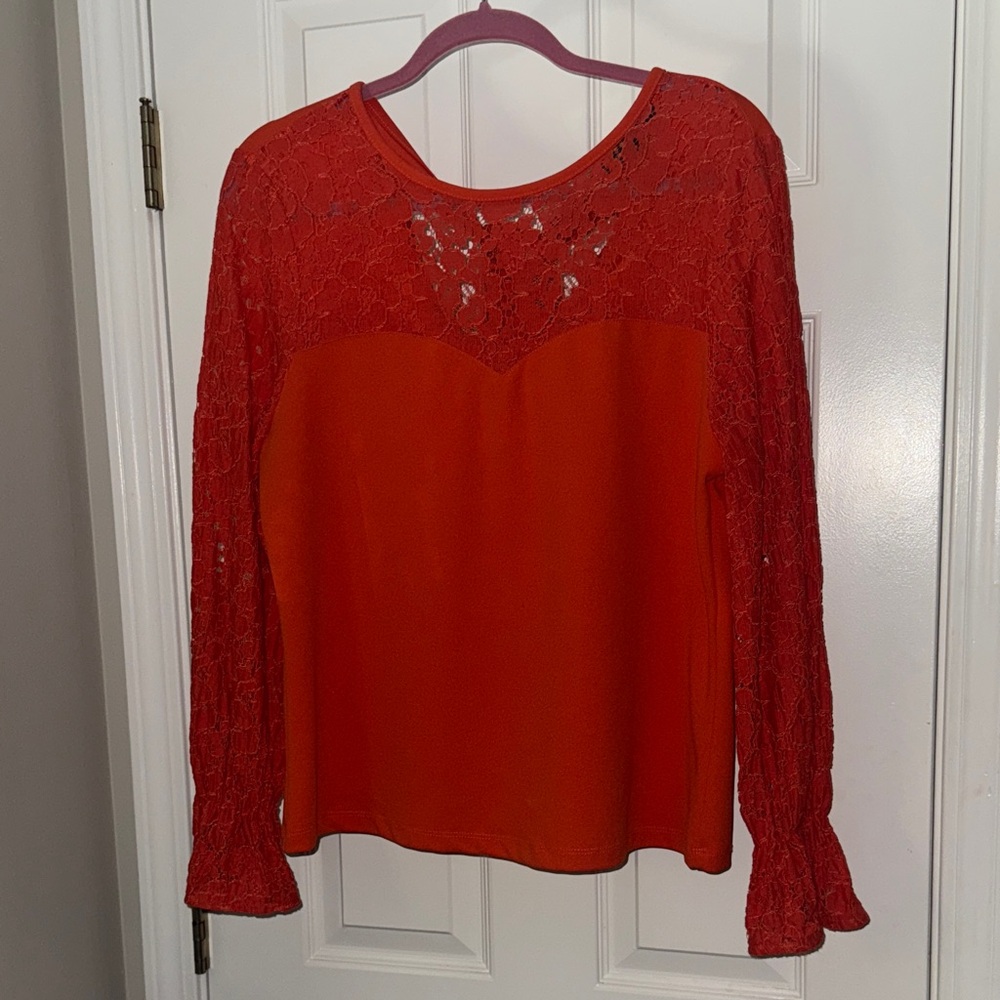 Elegant Red Lace Women's Blouse